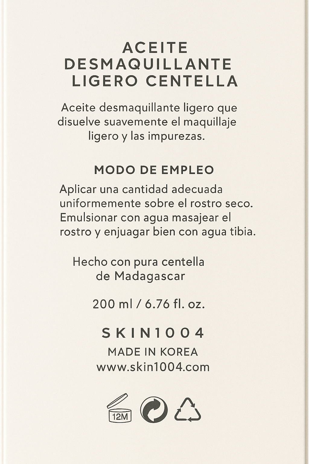 Aceite Desmaquillante Ligero Centella – SKIN1004 Madagascar