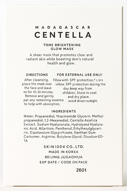 Mascarilla Facial Iluminadora y Calmante de Centella Asiática /Madagascar Centella Glow Mask