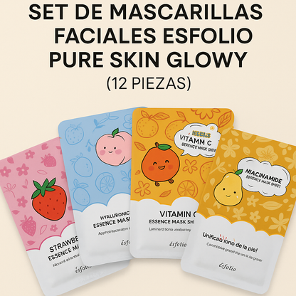 Set Mascarillas faciales  Esfolio Pure Skin Glowy
